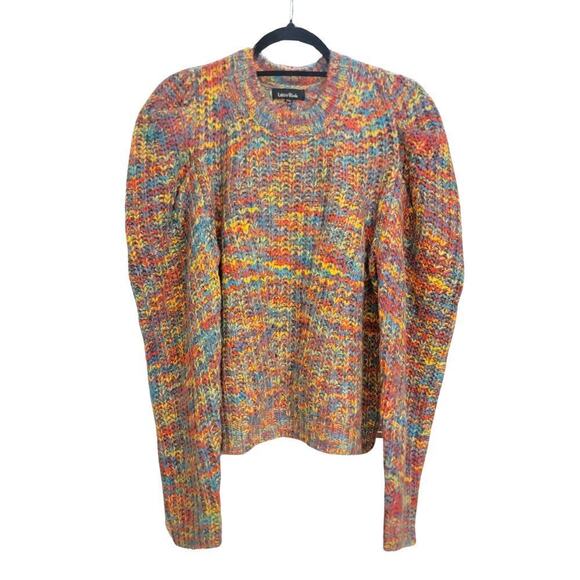 Lea & Viola Sweaters - LEA & VIOLA Rainbow Puff Sleeve Sweater Womens L Beautiful Eclectic Winter Style